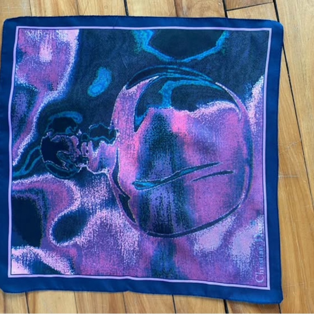 Dior Blue and Pink Silk Scarf